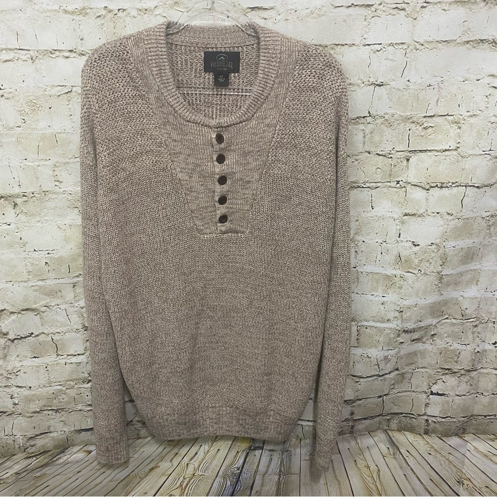 Redhead Tan Knit Henley Pullover Sweater